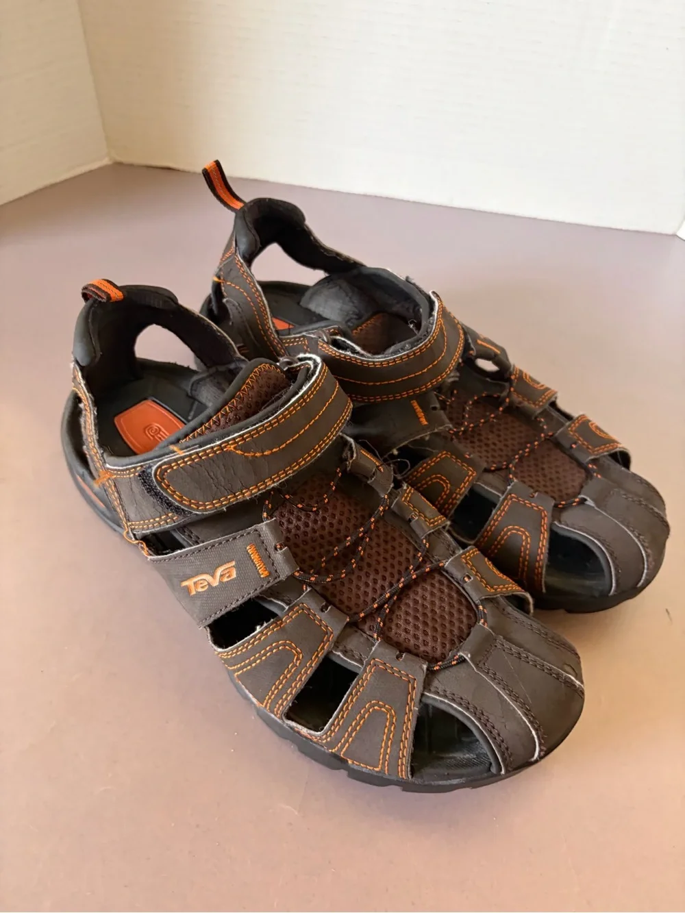 Teva Brown with Orange Stitching Outdoor Sandals